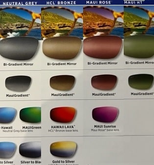 maui jim sunglass colour options